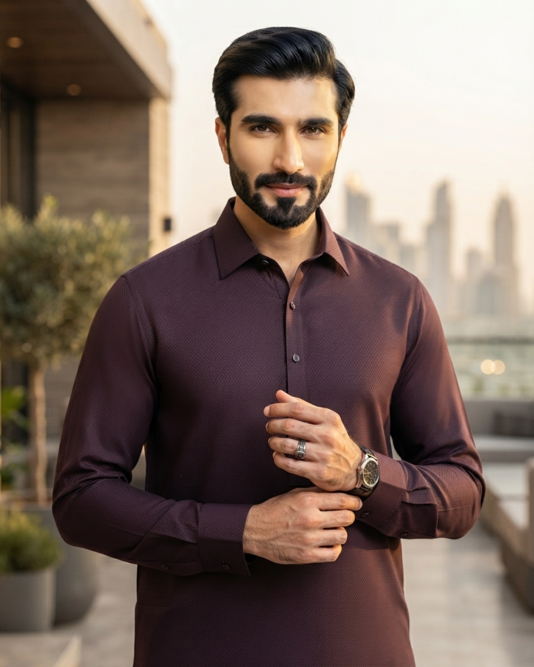 Men's Unstitched Plum Purple Winter Polymax Suit