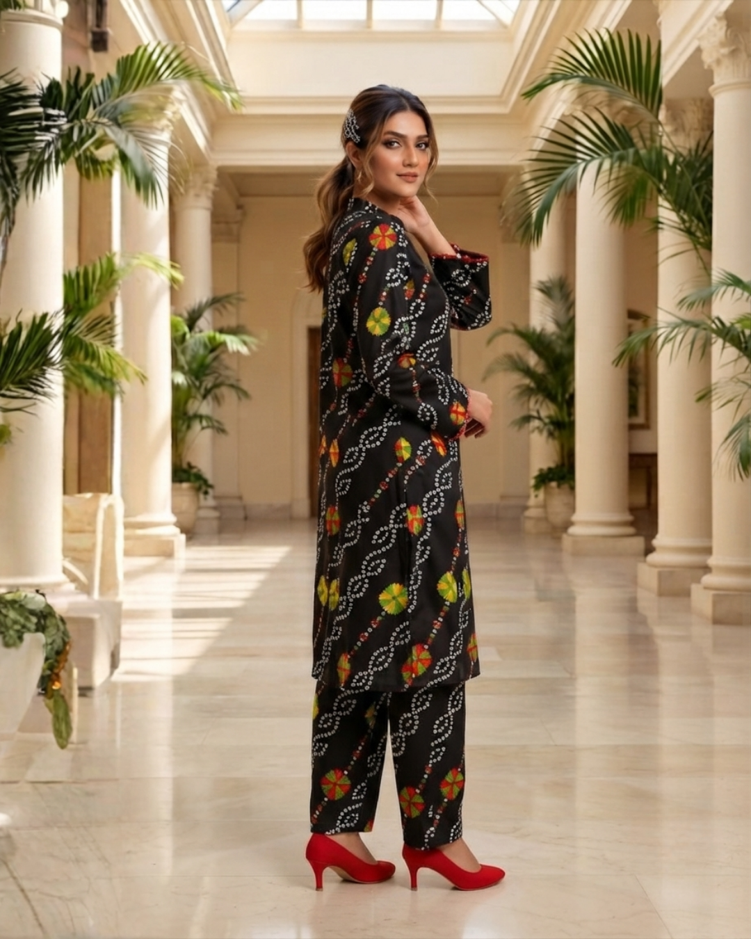 2 Pieces - Gen-Z Unstitched Dark Black Print Lawn Suit