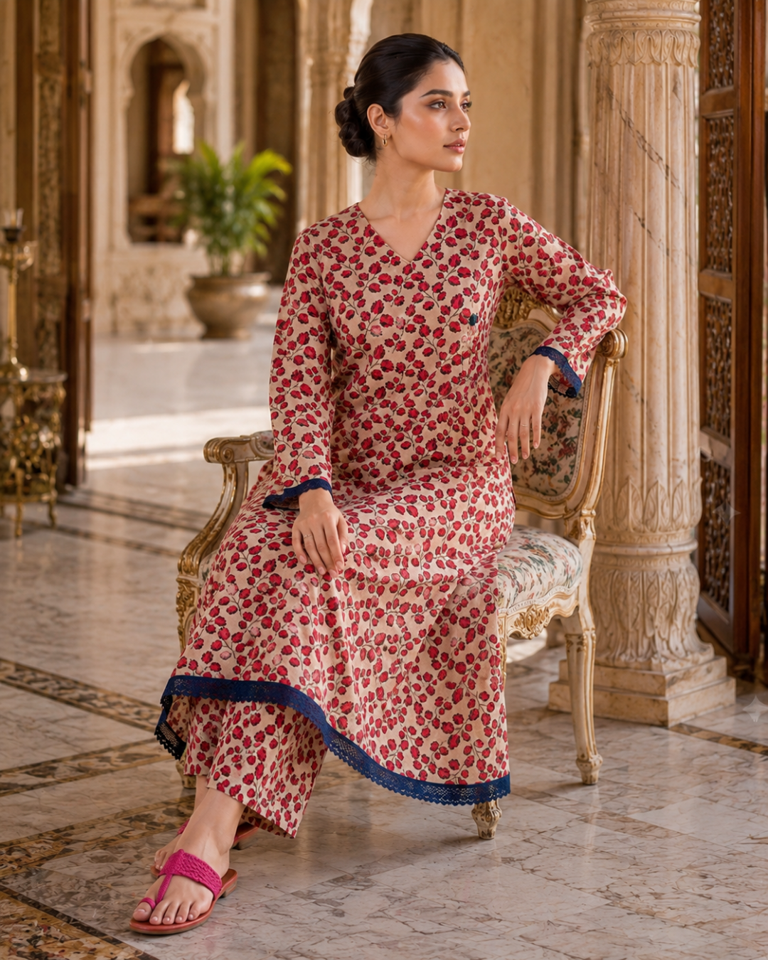 2 Pieces - Gen-Z Unstitched Rose Pink Lawn Suit