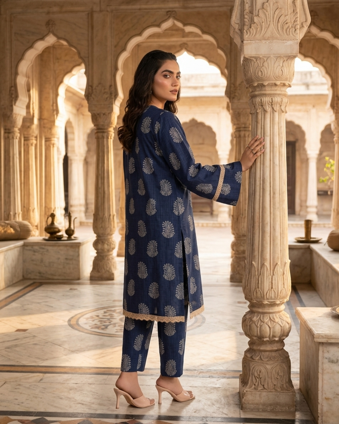 2 Pieces - Gen-Z Unstitched Navy Blue Lawn Suit