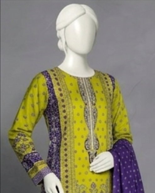 3 Pieces - Neova Unstitched Lime Print Lawn Suit