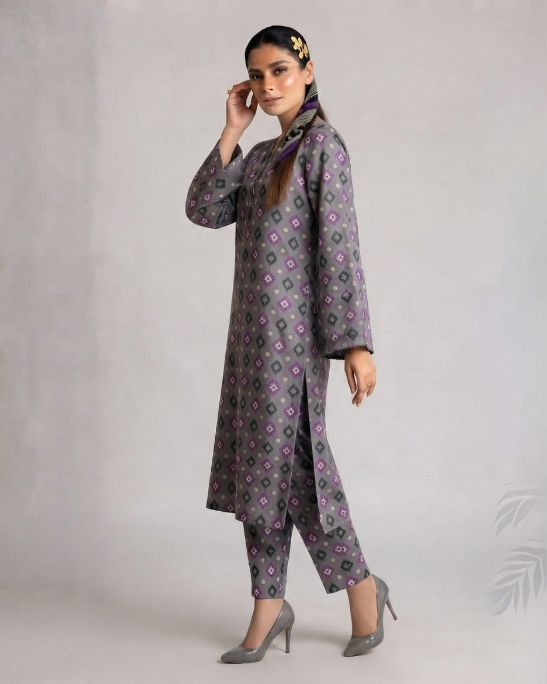 2 Pieces - Gen-Z Unstitched Grey Print Lawn Suit