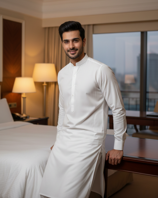 Men's Unstitched Boski White 8 Pound Suit