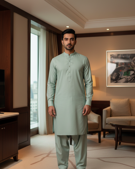 Men's Unstitched Silver Wash & Wear Suit