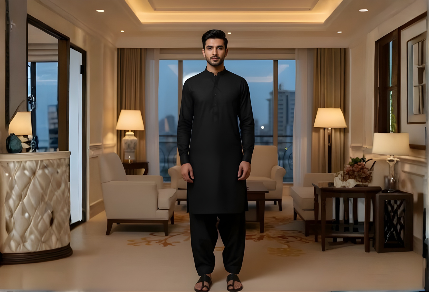 Men’s Unstitched Boski Jet Black 8 Pound Suit: Timeless Elegance for the Modern Gentleman