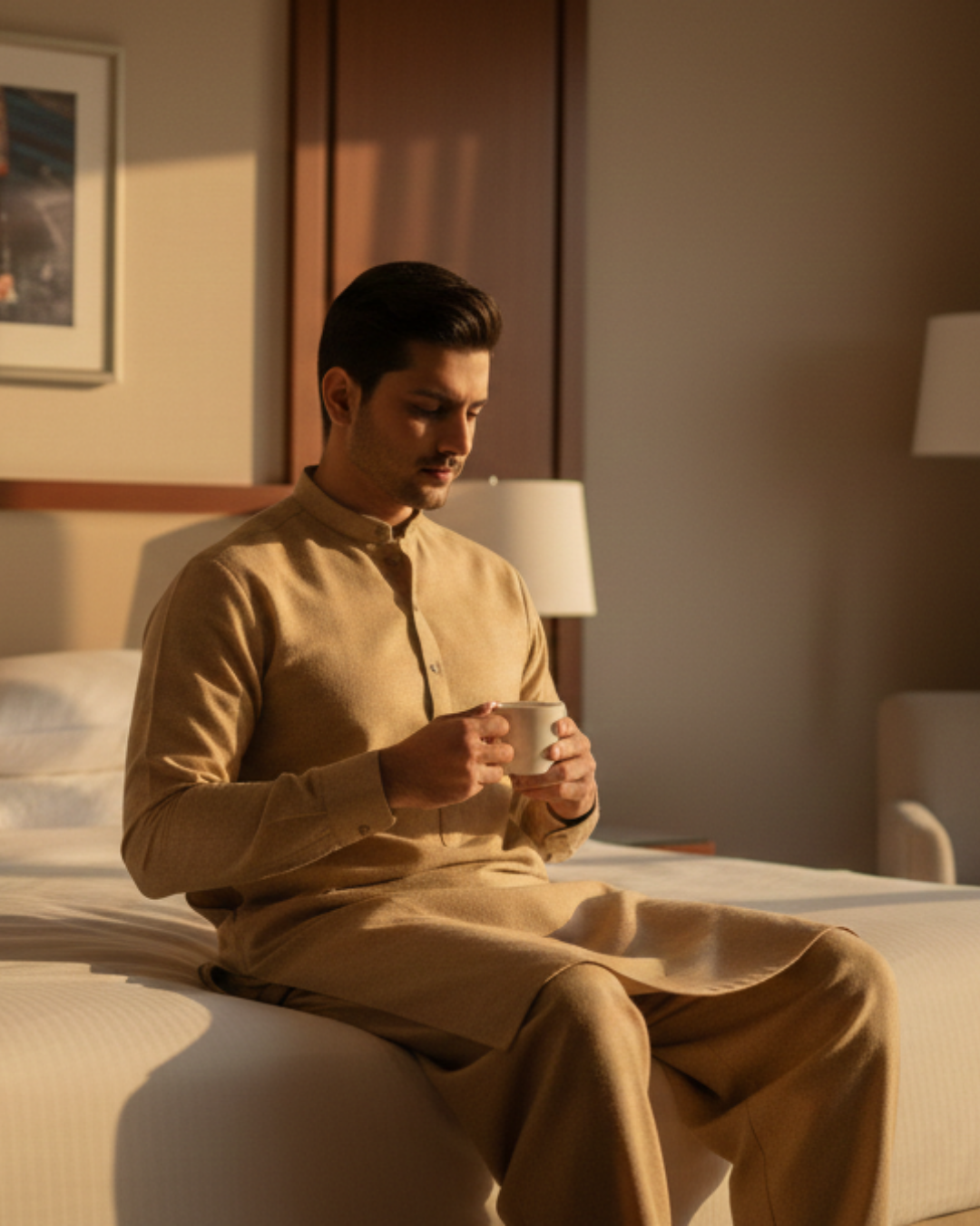 Men's Unstitched Handmade khaadi Slub Cotton Light Brown Suit