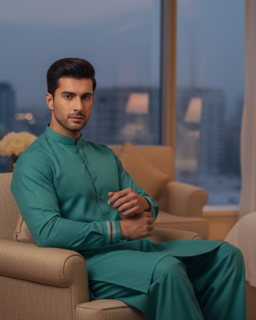 Men's Unstitched Handmade khaadi Slub Cotton Light Green Suit