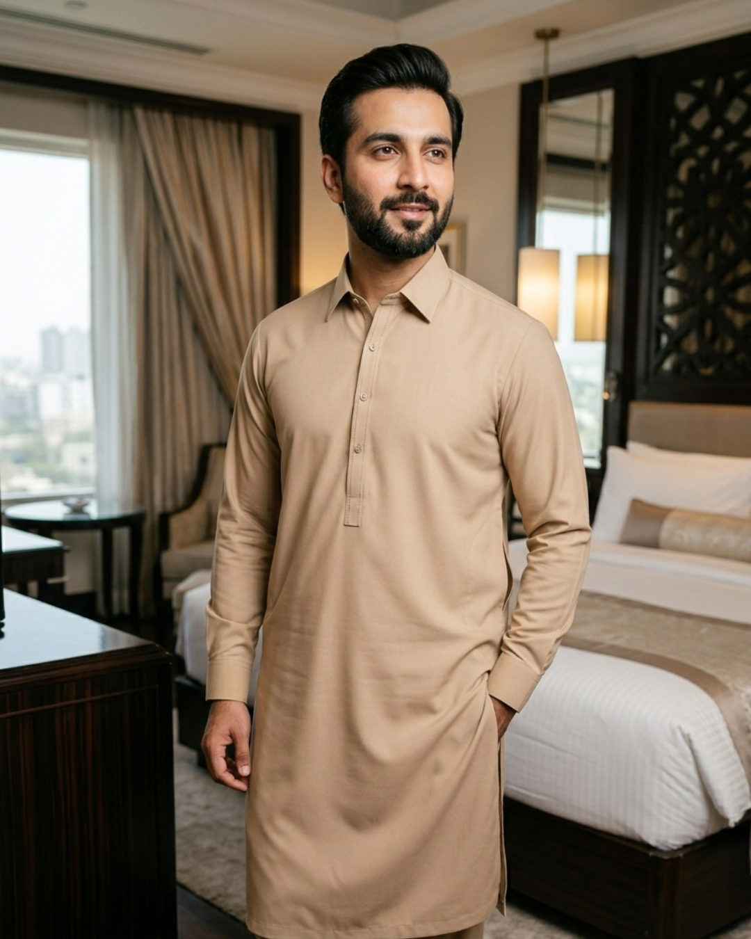 Men's Unstitched Classic Cotton Peach Skin Suit