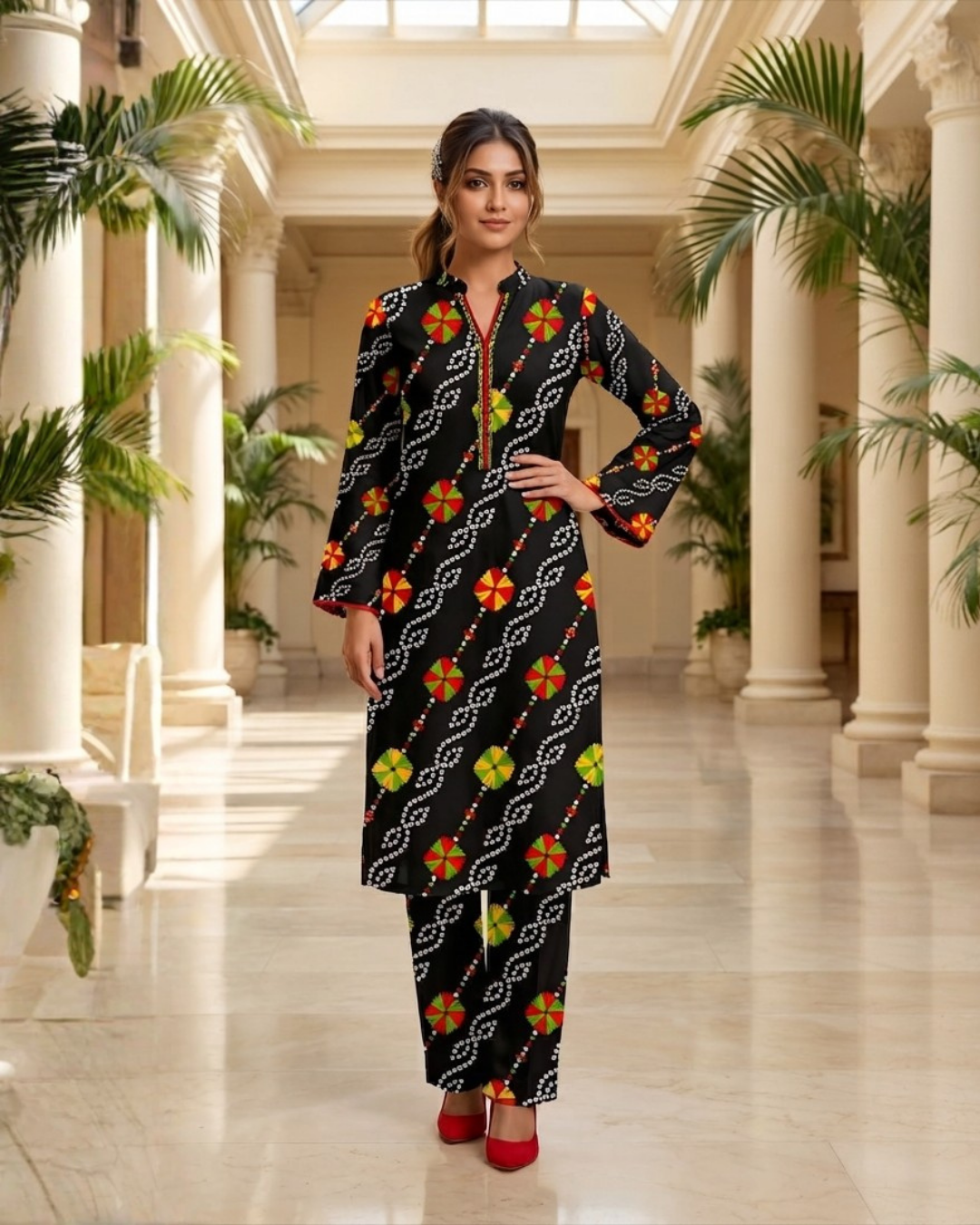 2 Pieces - Gen-Z Unstitched Dark Black Print Lawn Suit