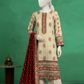 3 Pieces - Neova Unstitched Navy Beige Lawn Suit