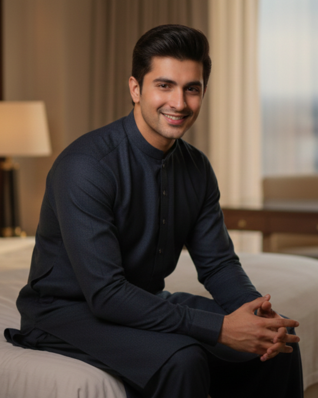 Men's Unstitched Handmade khaadi Slub Cotton Dark Grey Suit