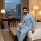Men's Unstitched Soft Cotton Sky Blue Suit