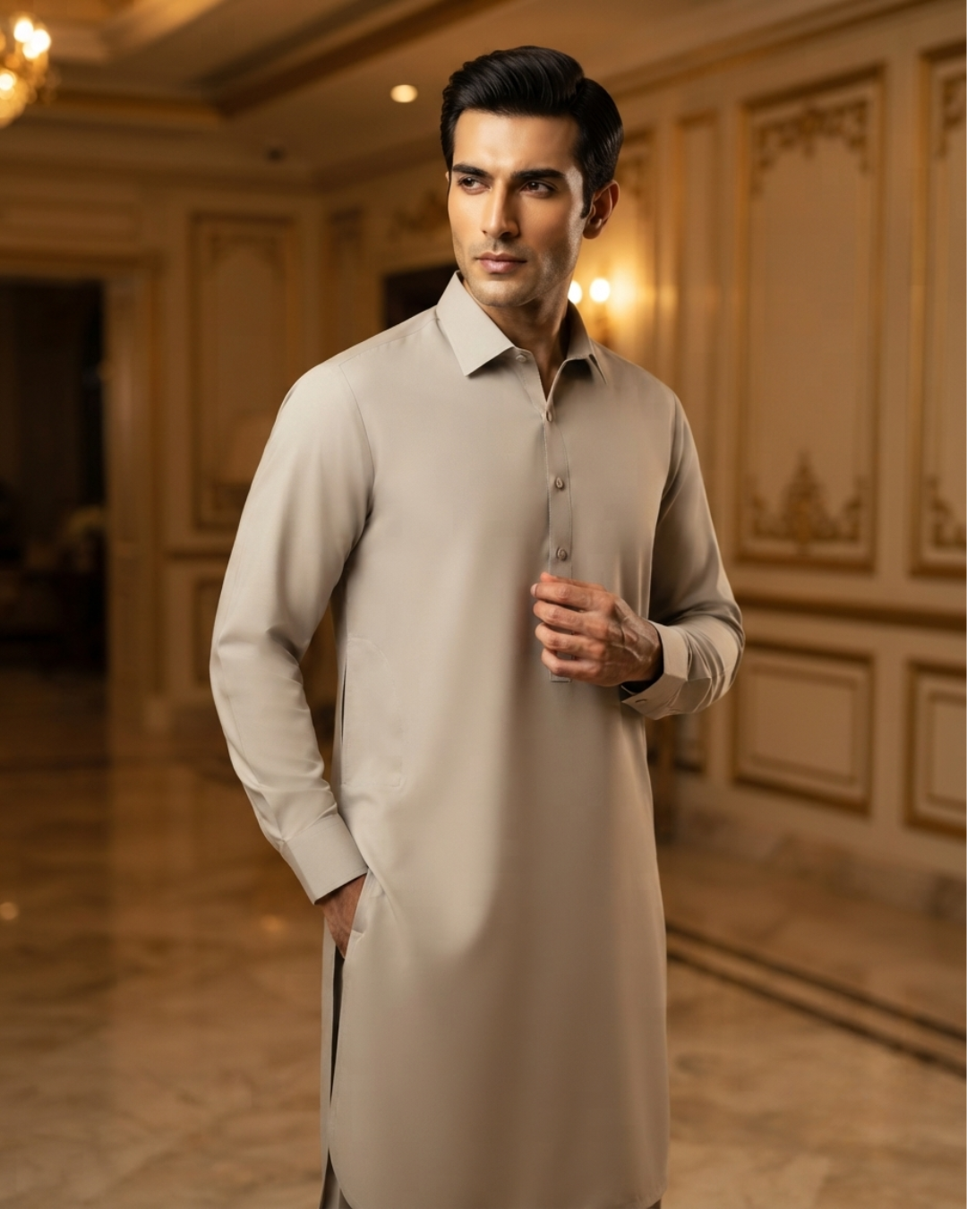 Men's Unstitched Ivory White Wash & Wear Suit