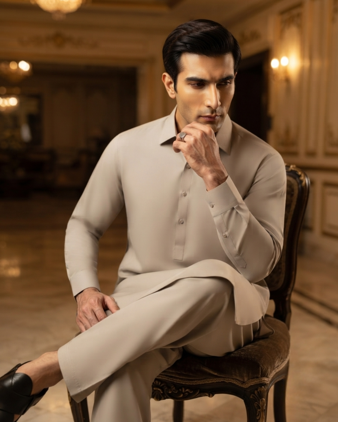 Men's Unstitched Ivory White Wash & Wear Suit
