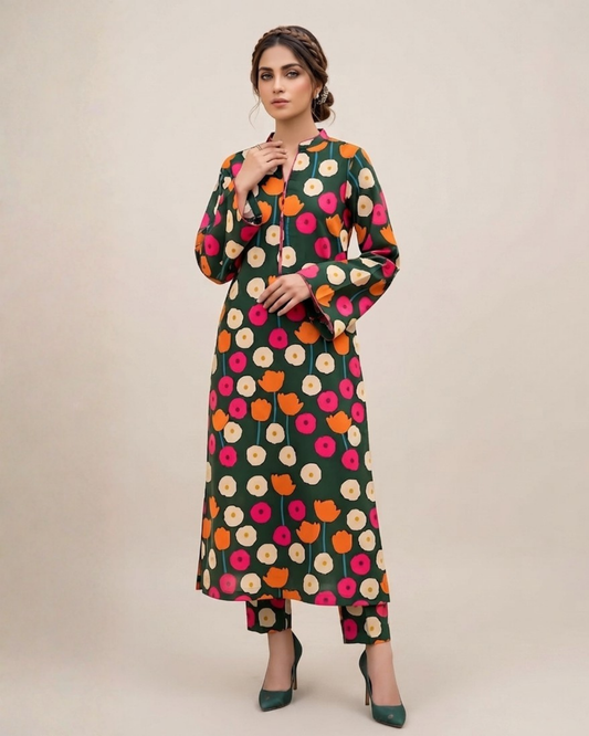 2 Pieces - Gen-Z Unstitched Midnight Blue Print Lawn Suit