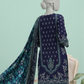 3 Pieces - Neova Unstitched Navy Blue Print Lawn Suit