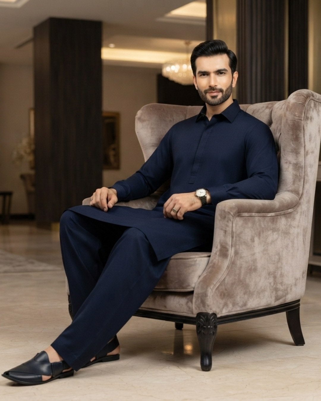 Men's Unstitched Navy Blue Winter Polymax Suit
