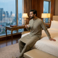 Men's Unstitched Classic Cotton Cement Grey Suit