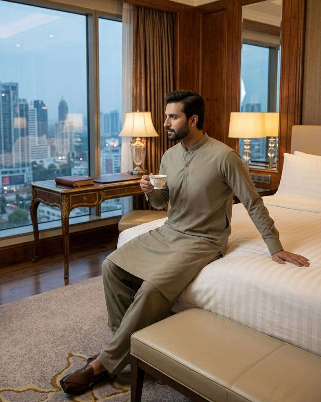 Men's Unstitched Classic Cotton Cement Grey Suit