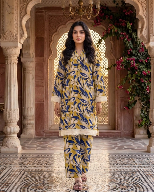 2 Pieces - Gen-Z Unstitched Mustard Yellow Lawn Suit