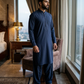 Men's Unstitched Classic Cotton Navy Blue Suit