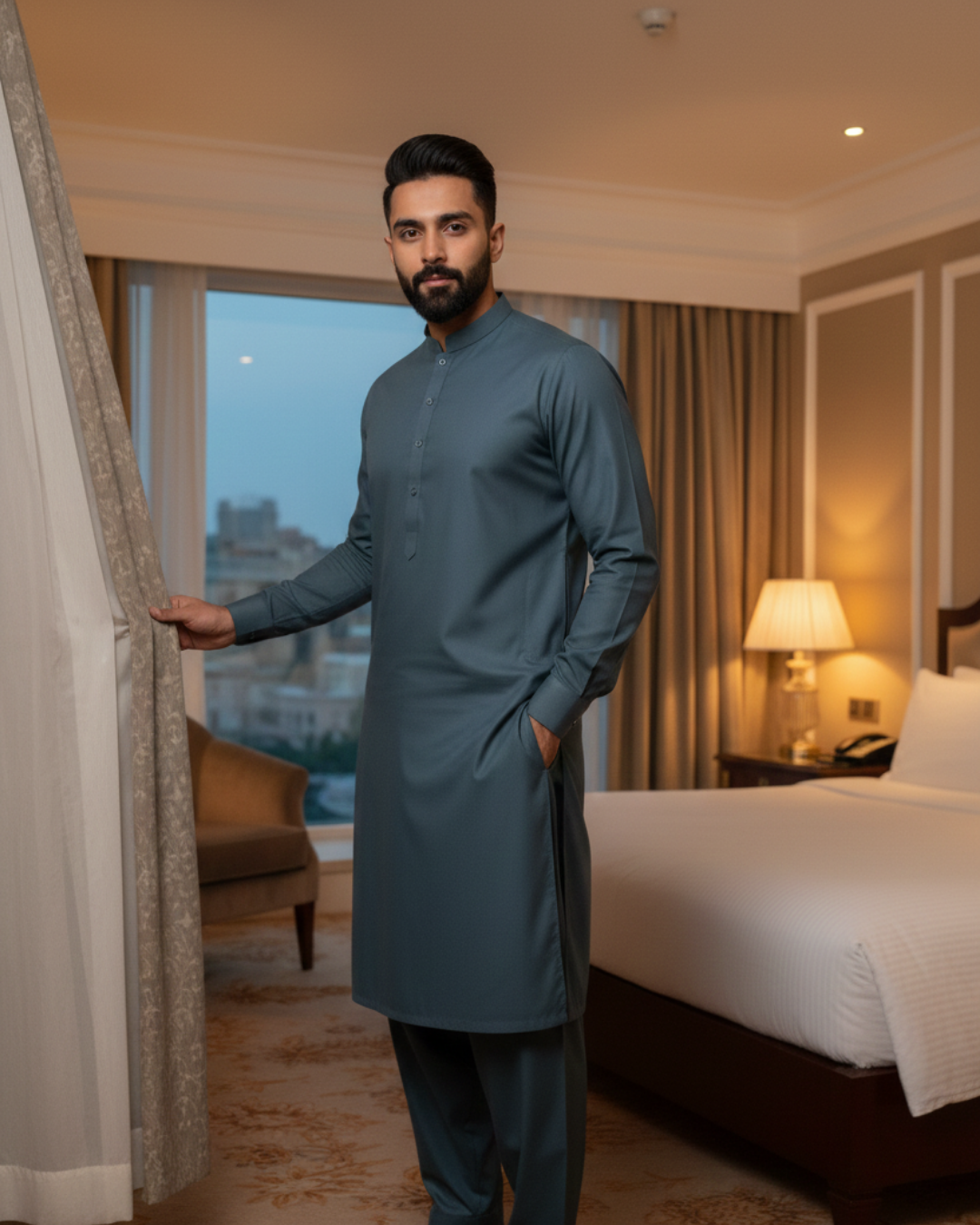 Men's Unstitched Stone Grey Wash & Wear Suit