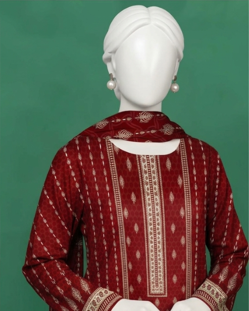 3 Pieces - Neova Unstitched Maroon Print Lawn Suit