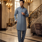 Men's Unstitched Blue Grey Wash & Wear Suit