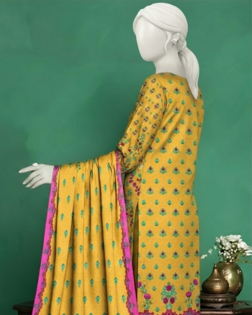 3 Pieces - Neova Unstitched Mustard Print Lawn Suit