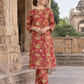 2 Pieces - Winter Slub Unstitched Deep Magenta Pink linen Allover Suit