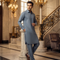 Men's Unstitched Blue Grey Wash & Wear Suit