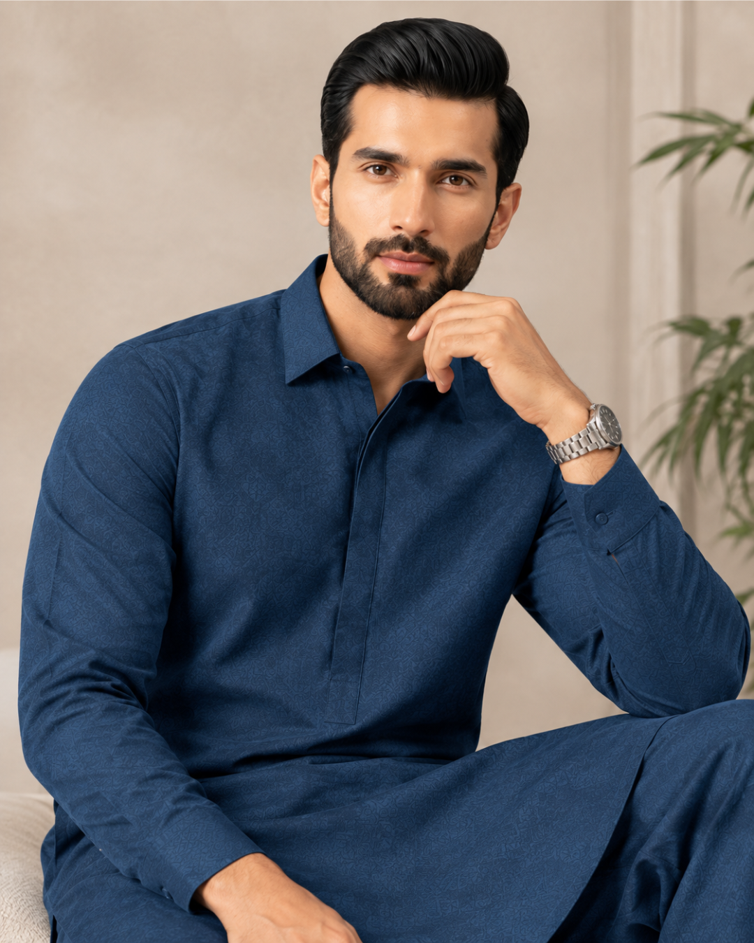 Men's Unstitched Zinc Blue Winter Polymax Suit