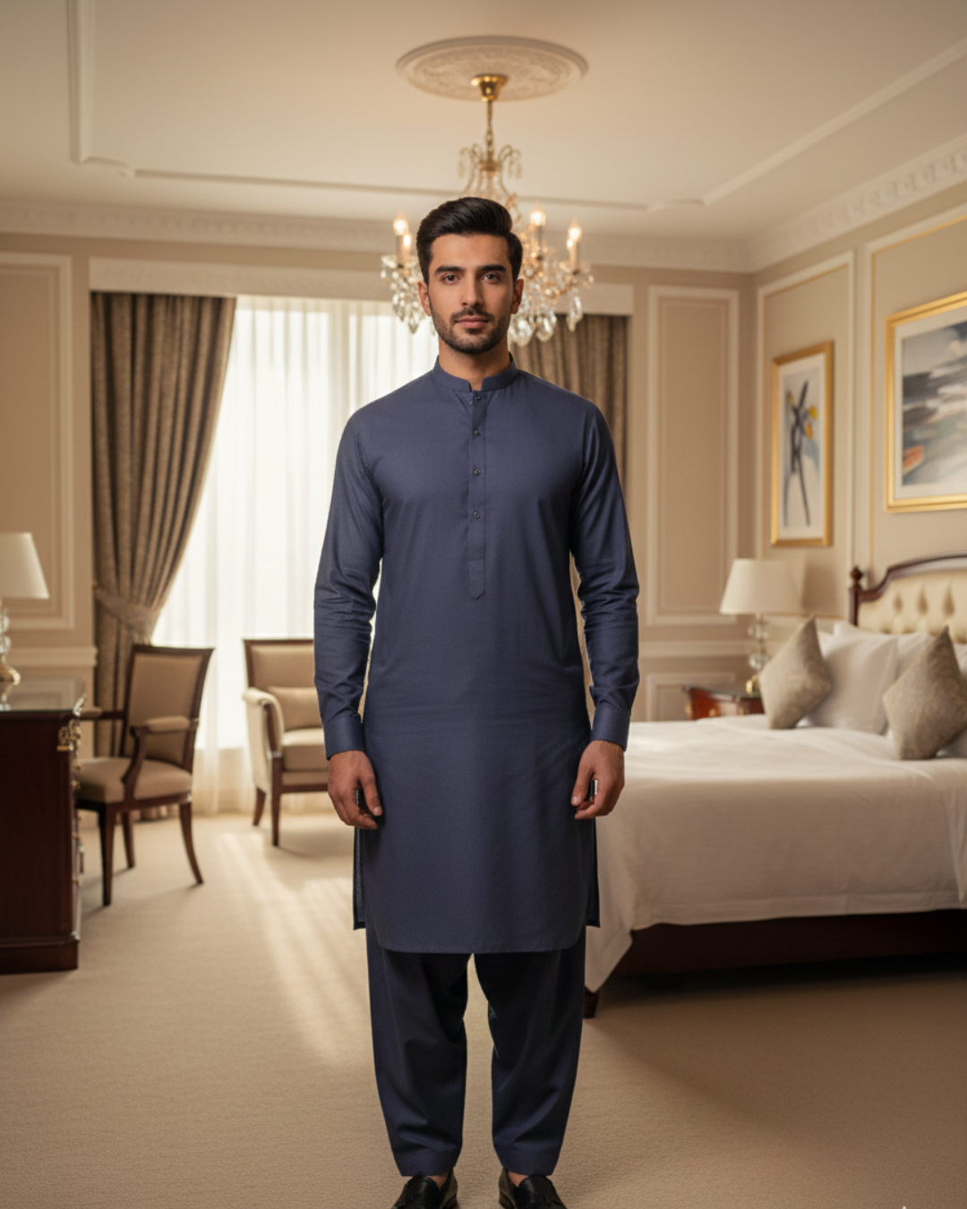 Men's Unstitched Navy Wash & Wear Suit