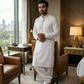 Men's Unstitched Classic Cotton White Suit