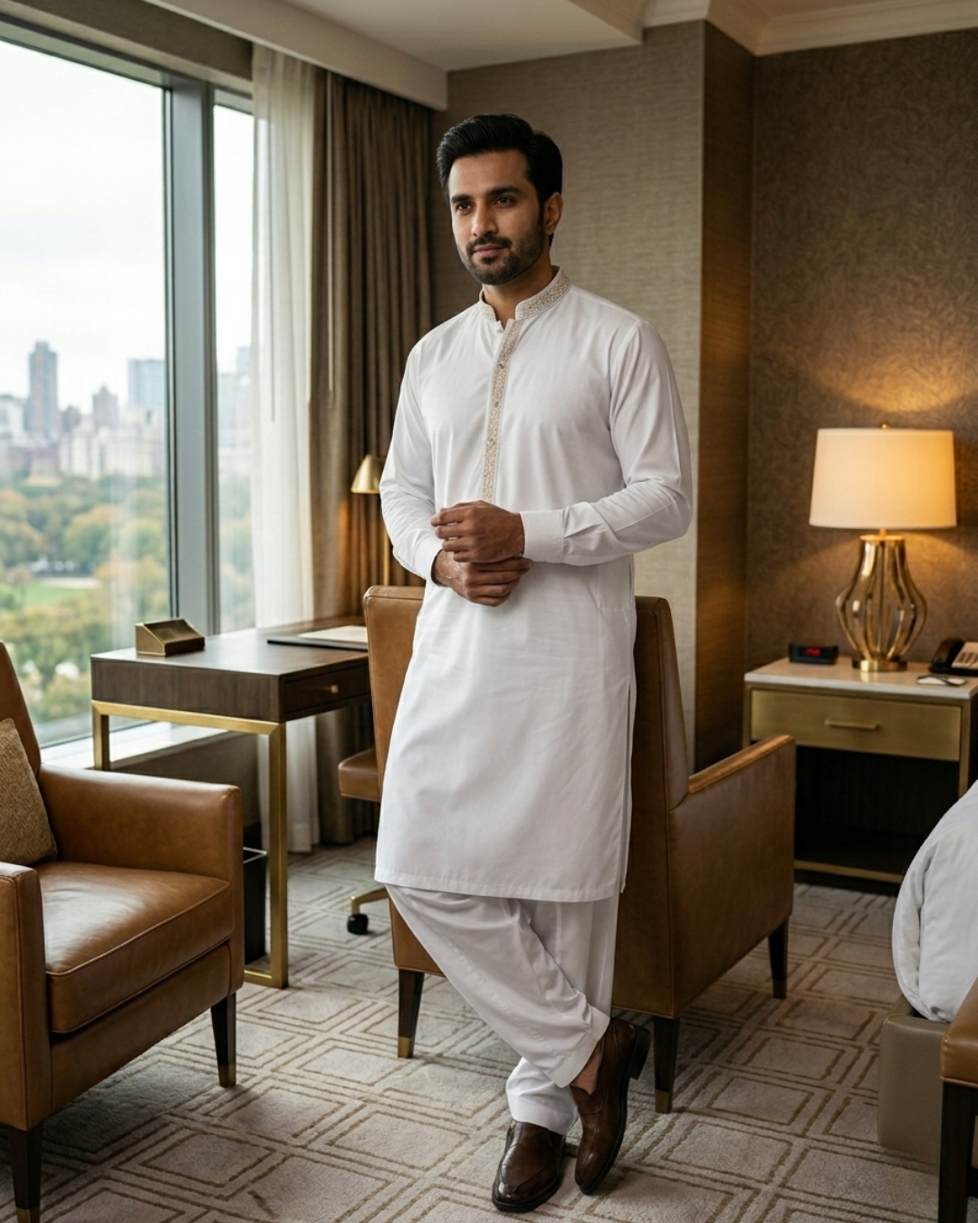 Men's Unstitched Classic Cotton White Suit