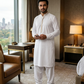Men's Unstitched Classic Cotton White Suit