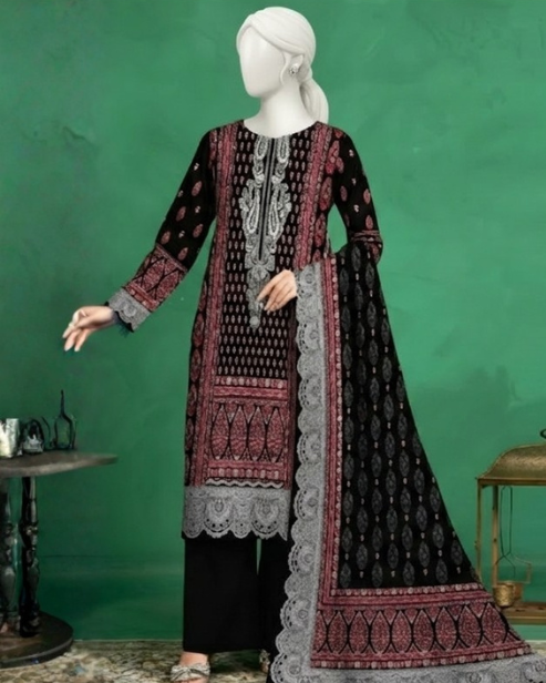 3 Pieces - Neova Unstitched Black Print Lawn Suit
