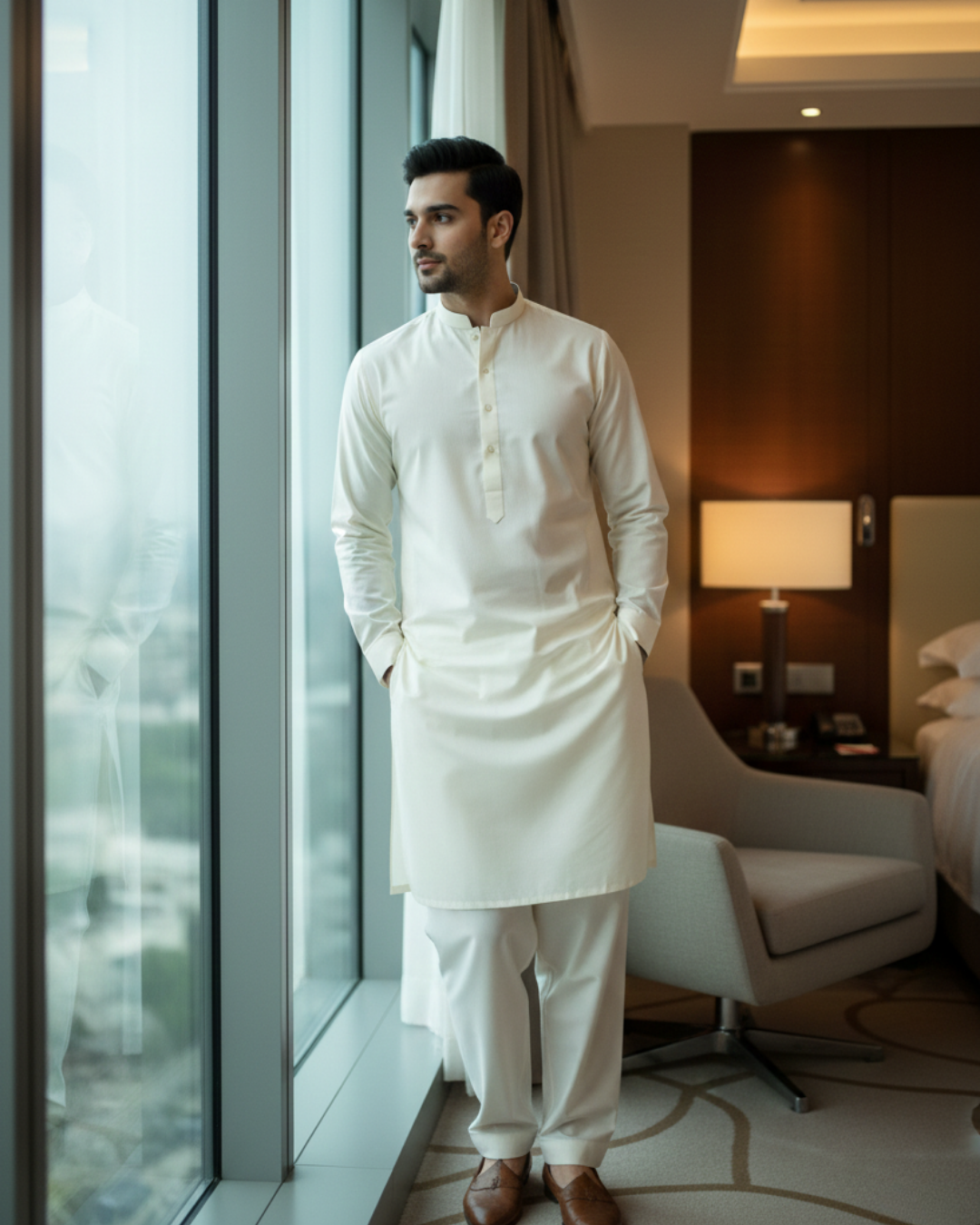 Men's Unstitched Boski Off White 8 Pound Suit