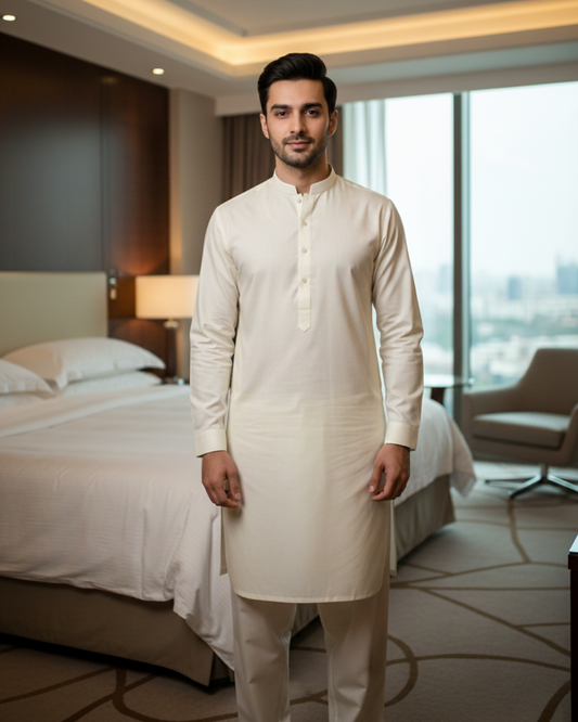 Men's Unstitched Boski Off White 8 Pound Suit