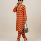 2 Pieces - Gen-Z Unstitched Orange Print Lawn Suit