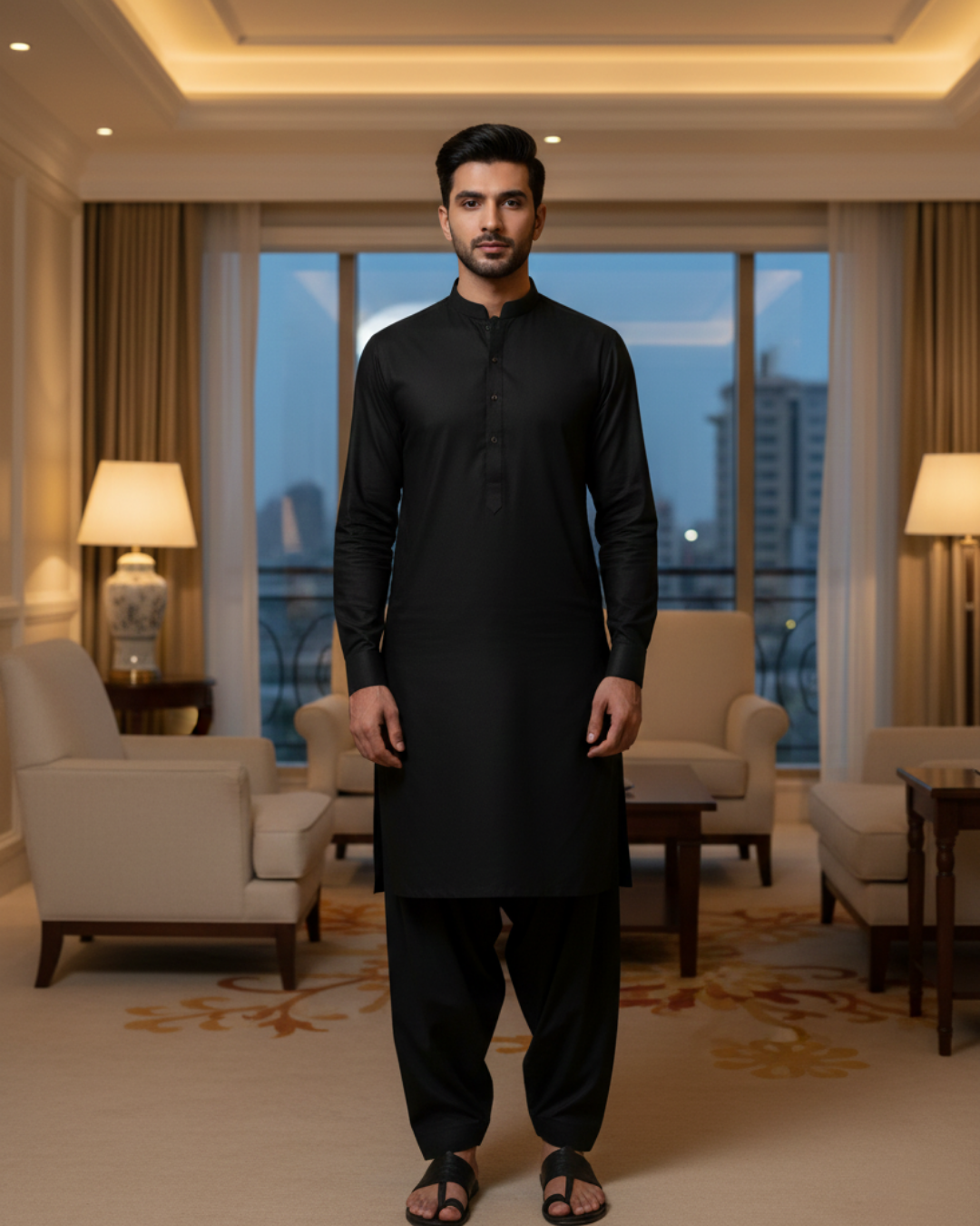 Men's Unstitched Boski Jet Black 8 Pound Suit