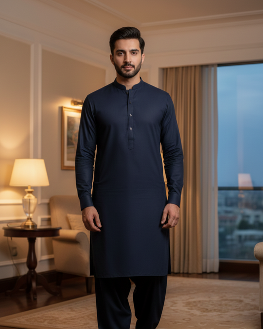 Men's Unstitched Boski Navy Blue 8 Pound Suit