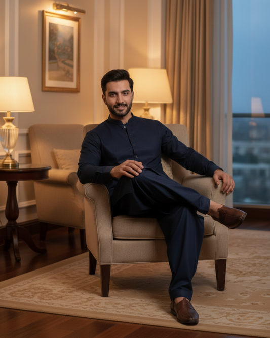 Men's Unstitched Boski Navy Blue 8 Pound Suit