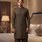 Men's Unstitched Handmade khaadi Slub Cotton Olive Suit