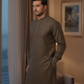 Men's Unstitched Handmade khaadi Slub Cotton Olive Suit