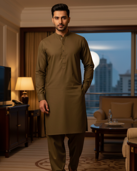 Men's Unstitched Coffee Wash & Wear Suit