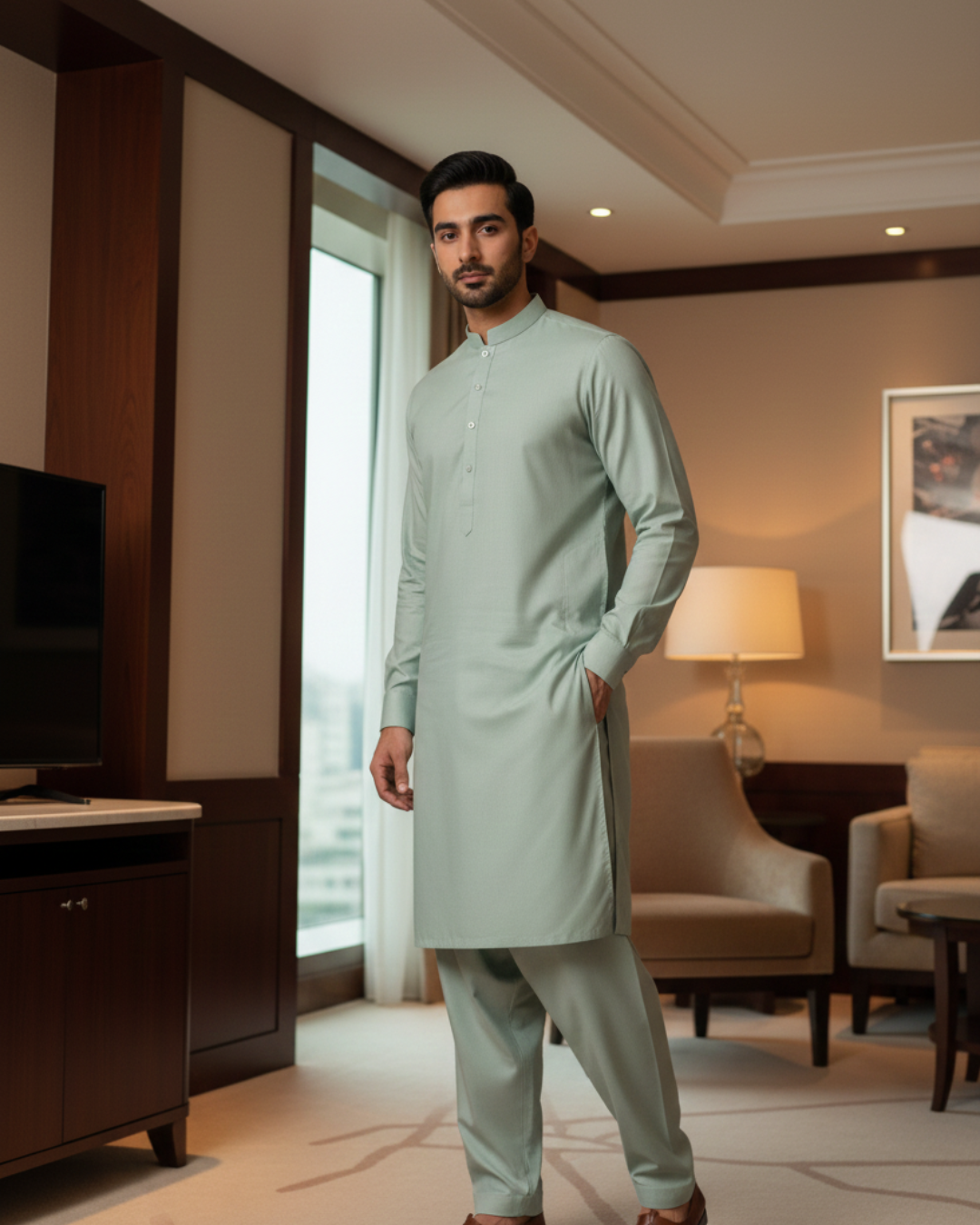 Men's Unstitched Silver Wash & Wear Suit