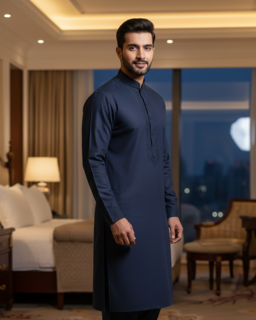 Men's Unstitched Deep Blue Wash & Wear Suit