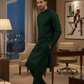 Men's Unstitched Dark Green Wash & Wear Suit