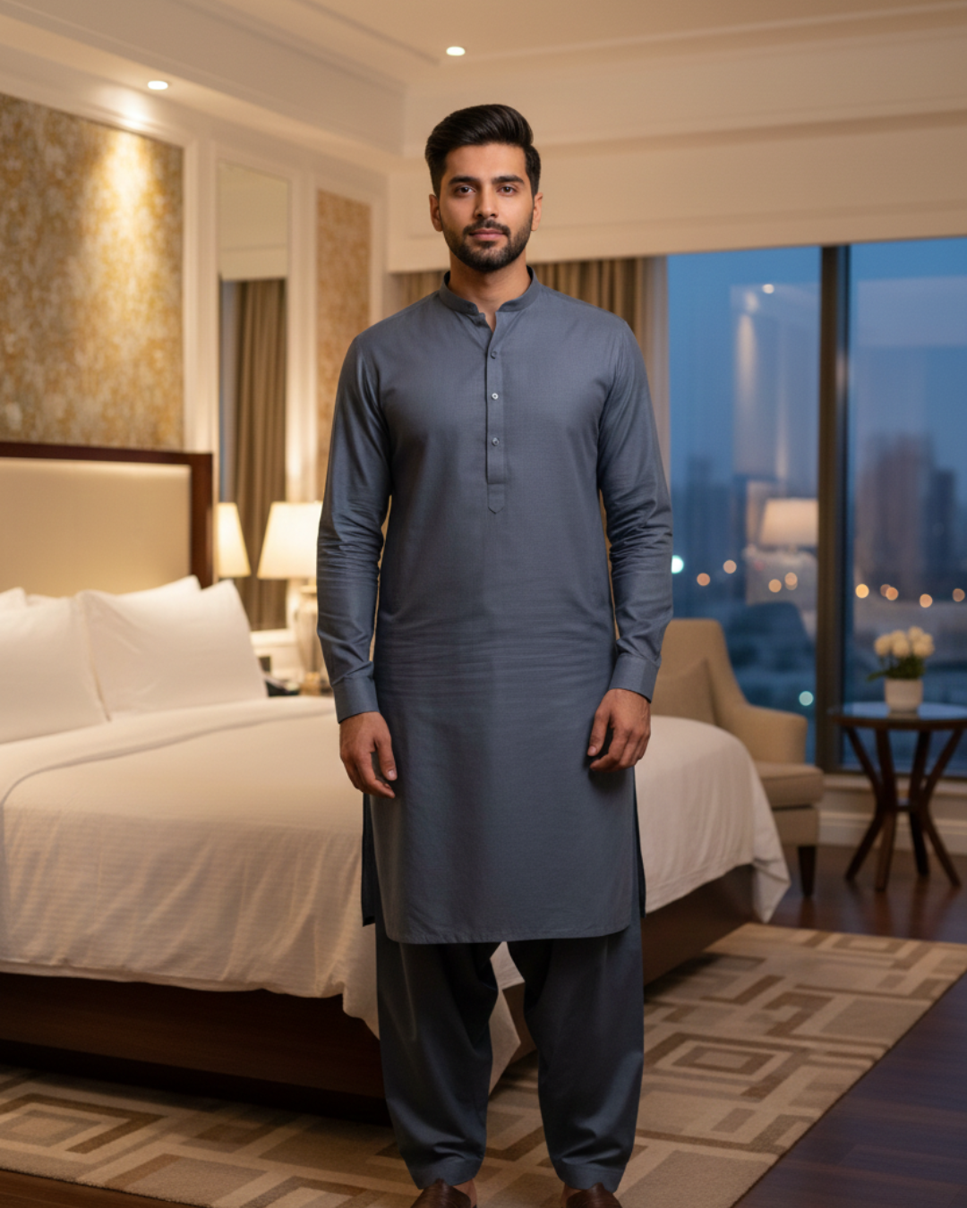 Men's Unstitched Charcoal Grey Wash & Wear Suit